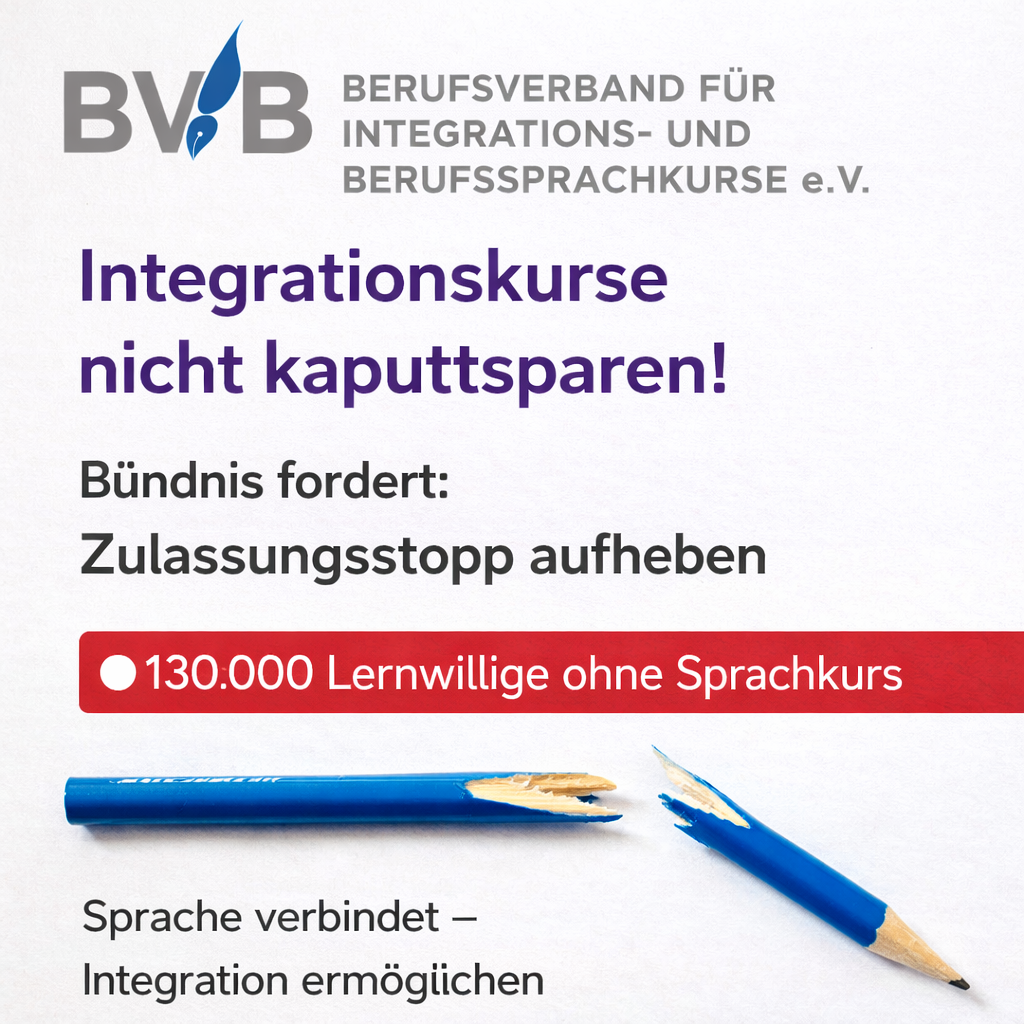 Mehr über den Artikel erfahren Zugang zu Integrationskursen retten: Kein Stopp für Sprachförderung!