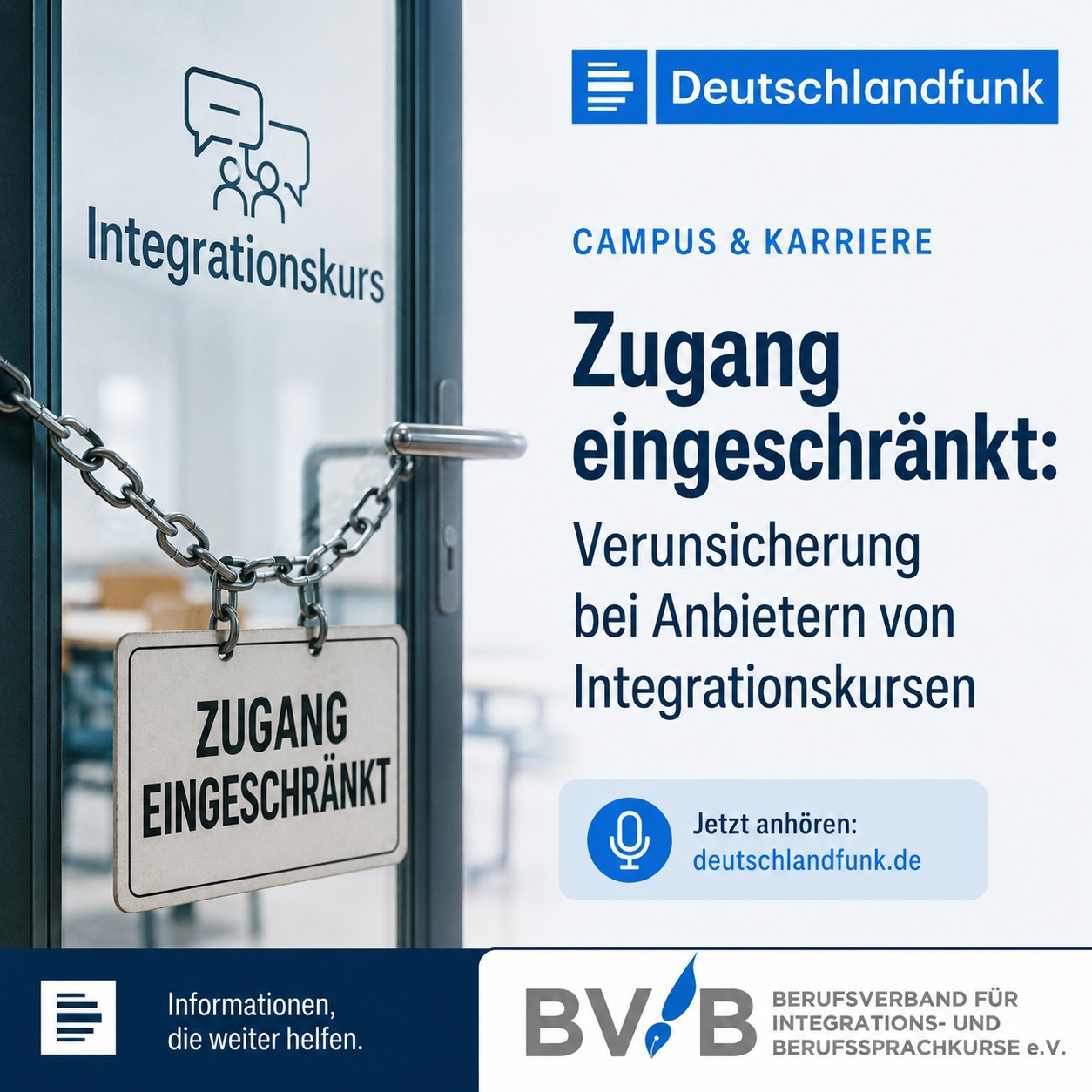Mehr über den Artikel erfahren BVIB warnt im Deutschlandfunk vor Folgen eingeschränkten Zugangs zu Integrationskursen